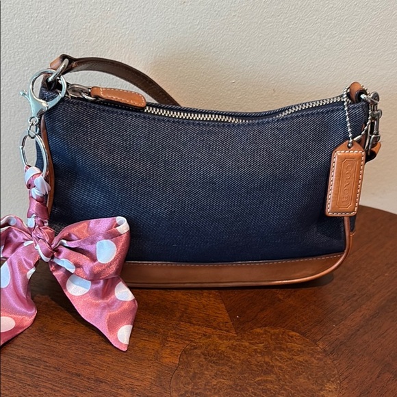 Coachvintage Y2Kdenim mini bag7694 light brown leather trim satchelEVC
